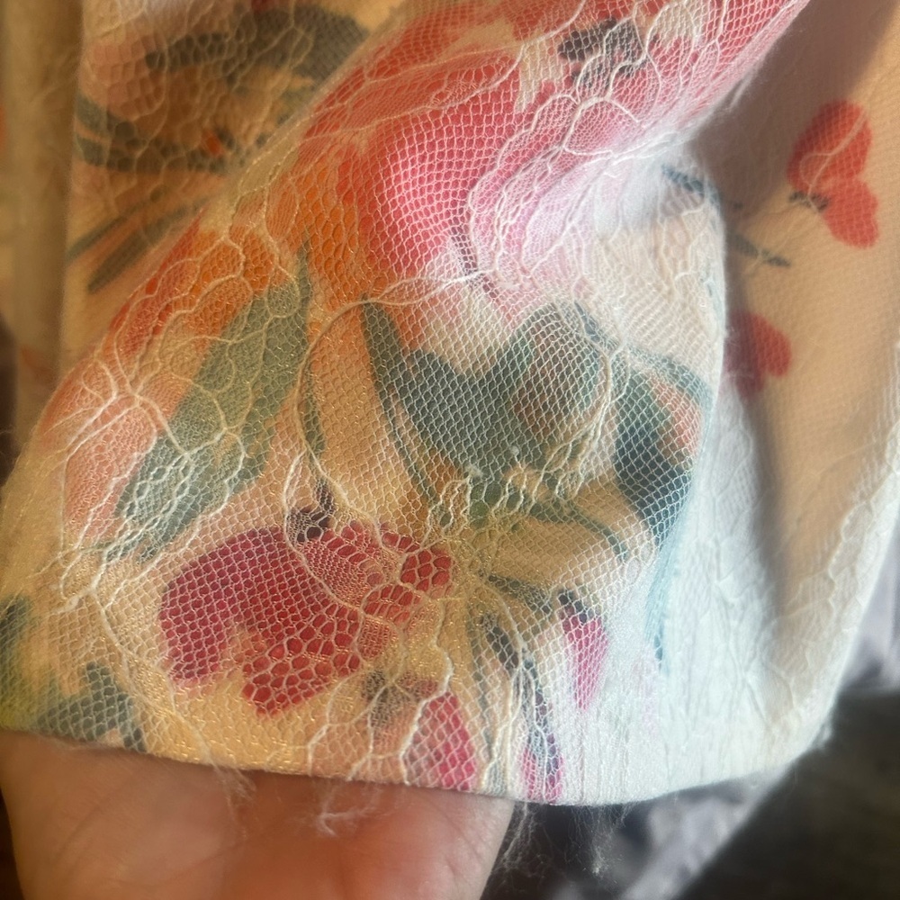 Calvin Klein Floral Midi Dress - Cream, Orange, Blue - Picture 7 of 12